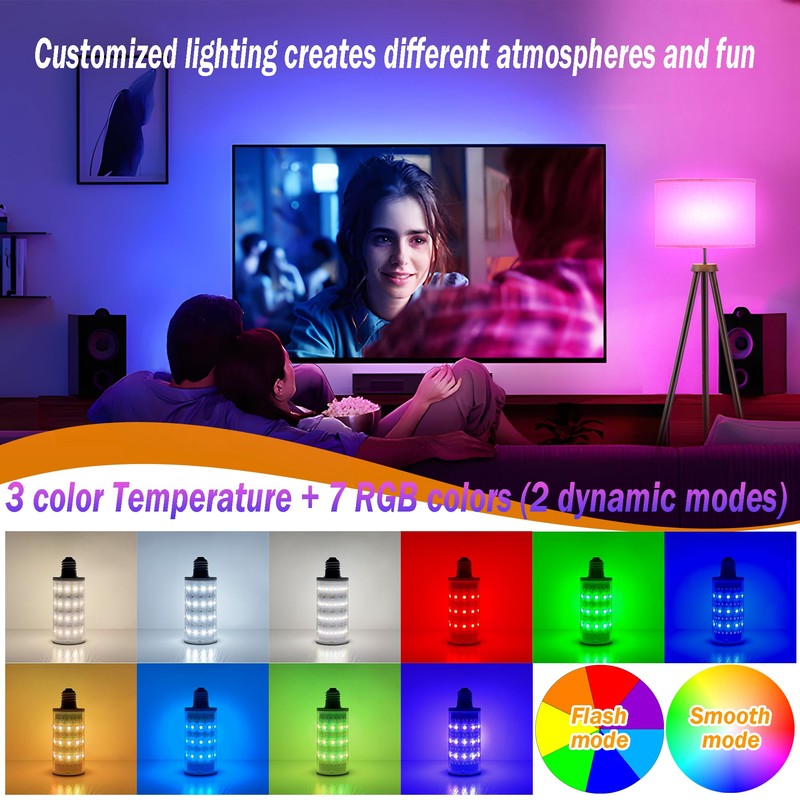 Battery Operated Light Bulb with Remote Control, 2 Pack Rechargeable