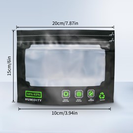 Reusable Storage Bags for 30 g, Airtight Storage Bags with Odour Control + UV Protection, Bag with Integrated Moisture Control (58-62%), 20 x 15 cm, Pack of 10