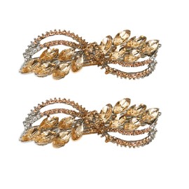 Ling & Bai 2Pcs Gold Rhinestone Hair Clip Sparkly Wedding Barrette Bridal Metal Headpieces Decorative Accessories for Women and Girls (Gold)