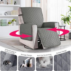 AHSBND Armchair Protector Armchair Cover TV Chair Protective Cover Armchair Cover for Relaxing Chair with Pockets for Home with Dog (Light Grey)