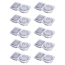DONGKER Double Compartment Condiment Container,10/20 PCS Square & Round Travel Dips Cups with Lids, Reusable Leak-proof for Condiment Sauce Sampling Travel Snack