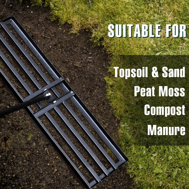 Jardineer Lawn Leveling Rake 36 Inches with 72 Inches Long