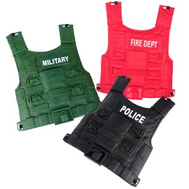 3 Pack Plastic Police Military Fireman Vest Jacket for Coslay Dress Up