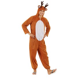 ReneeCho Adults Onesies Reindeer Christmas Pajamas Costume Men Women Deer Jumpsuit Cosplay (as1, alpha, m, regular, regular, Men Reindeer)
