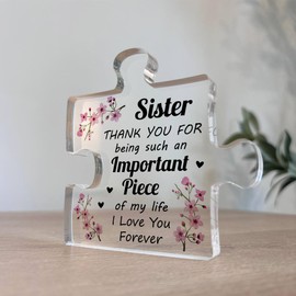 Red Ocean Sister Gifts Acrylic Puzzle Piece Best Sister Gifts from Sister Gifts for Sister from Brother Sister Birthday Gifts Sister Gifts Christmas Thank You Presents for Sister