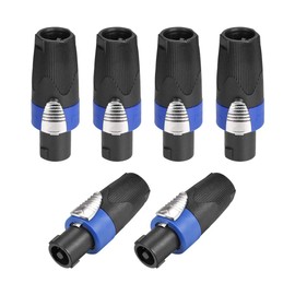 sourcing map SpeakOns Speaker Female Adapter Connectors,4-Pole Speaker Plug Twist Lock,Speakons Compatible,6pcs