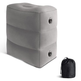Inflatable Footrest Cushion for Travel, Travel Footrest Cushion, Height Adjustable Footrest Airplane, Ideal for Sleeping on Travel, Perfect for the Office, Home and Most Travel, Grey