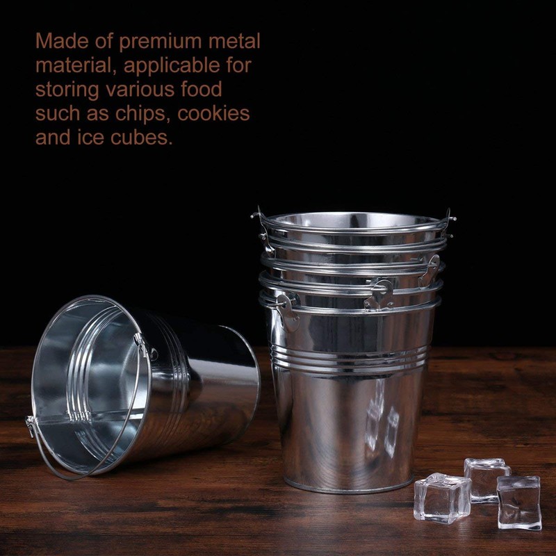 STOBOK 6pcs Serving Buckets Mini Metal Bucket for Icing French