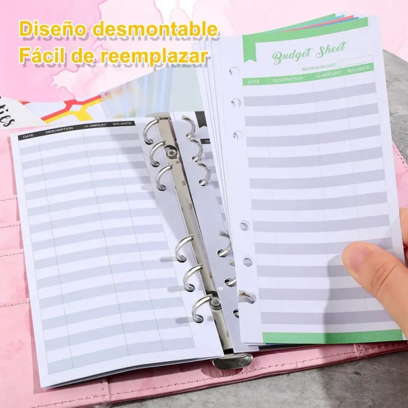 Carpeta A6 TOOTY Libro de presupuesto rosa claro mármol x