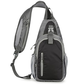 LOUEBICA Waterproof Chest Bag Sling Bag Men's Small Shoulder Lightweight Bag Crossbody Pack for Hiking Outdoor Travel, black