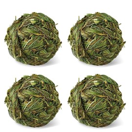 ZONGHUN Bunny Grass Toy 4 Pcs Natural Timothy Grass Guinea Pig Toys Rabbit Chew Toys Hamster Ball timothy hay for Rabbits Hamster Guinea Pigs Gerbils