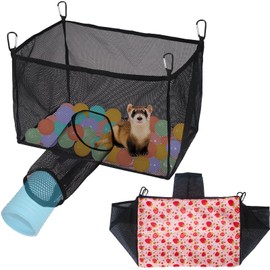 LITURTOO Ferret Hamster Ball Pit Hammock, Bunkbed Hammock Cage Toy Compatible with Tunnel, Suitable for Hamsters and Chinchillas (Ball Not Included)
