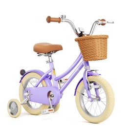 Glaf Girls Bike with Training Wheels Toddler Kids Bike for 2-12 Years Old 12 14 16 18 20 Inch Children Cruiser Bicycle with Adjustable Seat and Handlebar (Purple, 12 Inch with Training Wheels)