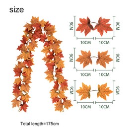 Autumn Maple Leaves Garland, 5.74ft Fall Artificial Hanging Garland, 2 Pieces, Thanksgiving Fireplace Decoration