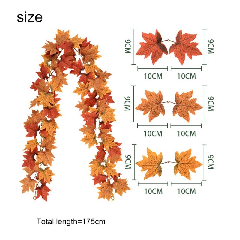 Autumn Maple Leaves Garland, 5.74ft Fall Artificial Hanging Garland, 2