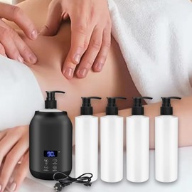 Harilla Ölwärmer für eine Flasche, Flaschenwärmer für ätherische Öle, schnelles Aufheizen für Salon-SPA, kleine Massageölwärmer-Cremewärmerflasche, Schwarz