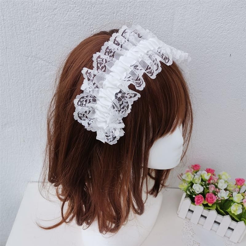 Furimuk Lolita White Lace Headband Headdress Gothic Vintage Cosplay Hair