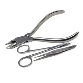 Set of 3 Jewelry Repair Kit for Necklace Bracelet, Lobster Clasps & Ring Closures DIY Pliers Tweezers Scissors Multipurpose Beading & Wire Bending Stainless Steel Tools (Young Set)