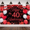 40th Wedding Anniversary Banner Backdrop - Black Red Happy 40th