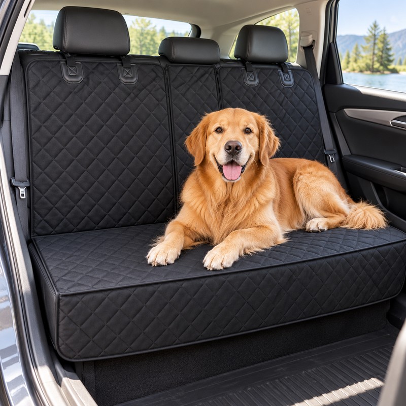Waterproof Dog Car Seat Cover for Back Seat – Black