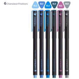 Fineliner 6-Pen Cool Colors Set