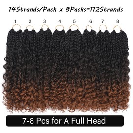 Goddess Box Braids Crochet Hair 14inch 112 Stands Boho Crochet Box Braids with Curly Ends 8 Packs Boho Box Braids Crochet Hair for Black Women Pre Looped Boho Box Braids Crochet Hair Extensions