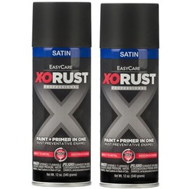 True Value X-O Rust Anti-Rust Enamel Spray Paint & Primer, Satin Black, 12 oz. - Pack of (2)