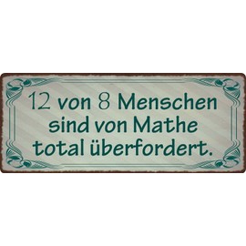 Tin Sign 27 x 10 cm Domed 12 of 8 with Maths Overloaded Decorative Gift Sign