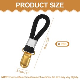 sourcing map 8 Pcs Tea Towel Clips with Cotton Loop for Hanging, 3.5 Inch Metal Towel Hooks Multipurpose Cloth Hangers for Home Kitchen Bathroom, Black