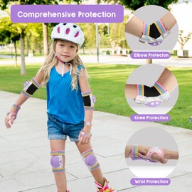 Kids Knee Pads for Girls Boys Toddler 3-8 Years Old Knee and Elbow Pads with Wrist Guards Youth Protective Gear Set for Skateboard Cycling Roller Bike Inline Scooter Skating