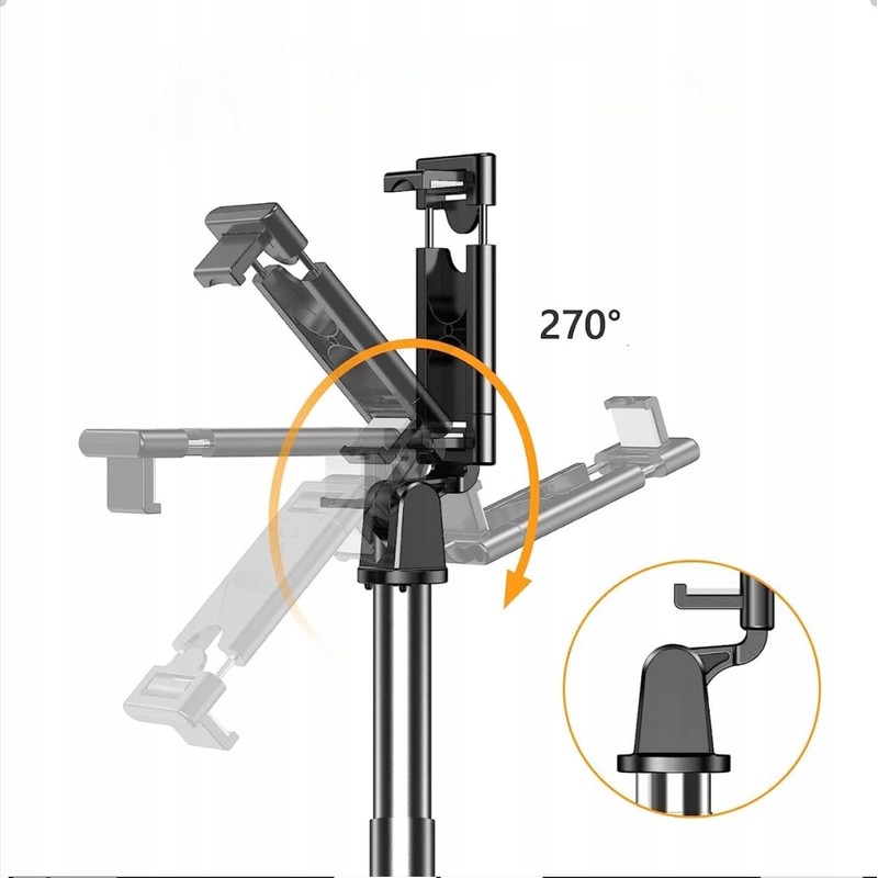 Selfie Stick Tripod, 35" Extension, Bluetooth Camera Remote, Attached Fill