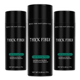 THICK FIBER Hair Fibers for Thinning Hair & Bald Spots (MEDIUM BROWN, Pack of 3) - 25g Bottle - Conceals Hair Loss in Seconds - Hair Powder for Women & Men