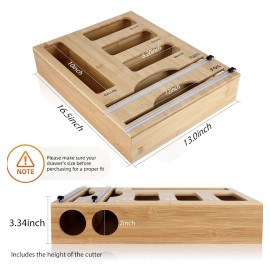 Jitner NEW! Storage Bag Organizer with Foil and Plastic Wrap , Bamboo