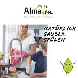 AlmaWin Spülmaschinen-Tabs 25 Stück I Umweltfreundliche Spülmaschinentabs I Mit frischem Zitronenduft I Frei von Phosphaten, synthetischen Duft- & Farbstoffen I Vegan