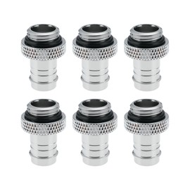 Briny River 6Pcs G1/4" Thread to 3/8" Barb Fitting Hose Connector for 9-10mm Inner Diameter Hose 25x9.8x9.2mm (Silver)