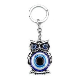 Owl Keyring, Evil Eye Evil Eye Devil Eye Keyring, Lucky Charm, Cute Bag Pendant, Birthday Gift for Women, Men, Girls, Child, Backpack, Handbag, Blue/01