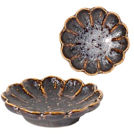 Minorutouki mino ware Chrysanthemum Small Plate KURO Black, 3.54×3.54×H0.87in 2.68oz Made in Japan