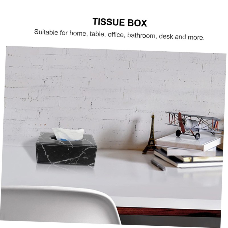 ABOOFAN Marble Tissue Box Elegant Black Marble Pattern Napkin Holder