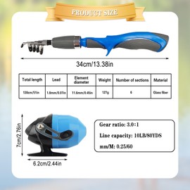 dellyy Fishing Set for Kids, Kids Fishing Rod, Fishing Rod + Fishing Reel, Fishing Lure Set and Accessories, Telescopic Fishing Tackle for Travel, with Bag for Fishing Tackle