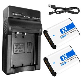 (2 Pack) Rechargeable NP-BX1 Battery and USB Charger Set, 2000mAh High Durability Battery Suitable for Sony ZV-1, ZV-1 II, Cyber-Shot DSC-RX100 (II/III/IV/V/VA/VI/VII), FDR-X3000, AS300 and More