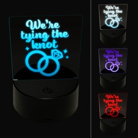 Sniggle Sloth We're Tying The Knot Wedding Rings 3D Illusion LED Night Light Sign Nightstand Desk Lamp