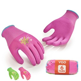 Vgo... 6 Pairs of Women's Gardening Gloves - Latex Coated Non-Slip Breathable & Durable for Outdoor, Construction, DIY | Machine Washable, Flexible Fit (6 Pairs/S/Bundle/RB6013-G)