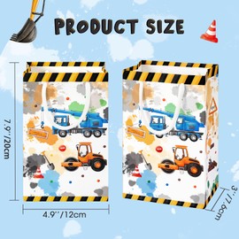 WERNNSAI Construction Party Gift Bags - 16PCS Construction Birthday Party Supplies Truck Car Party Goodie Candy Gifts Bags Party Treats Toys Storage Bag with Handles for Boys Birthday Baby Shower