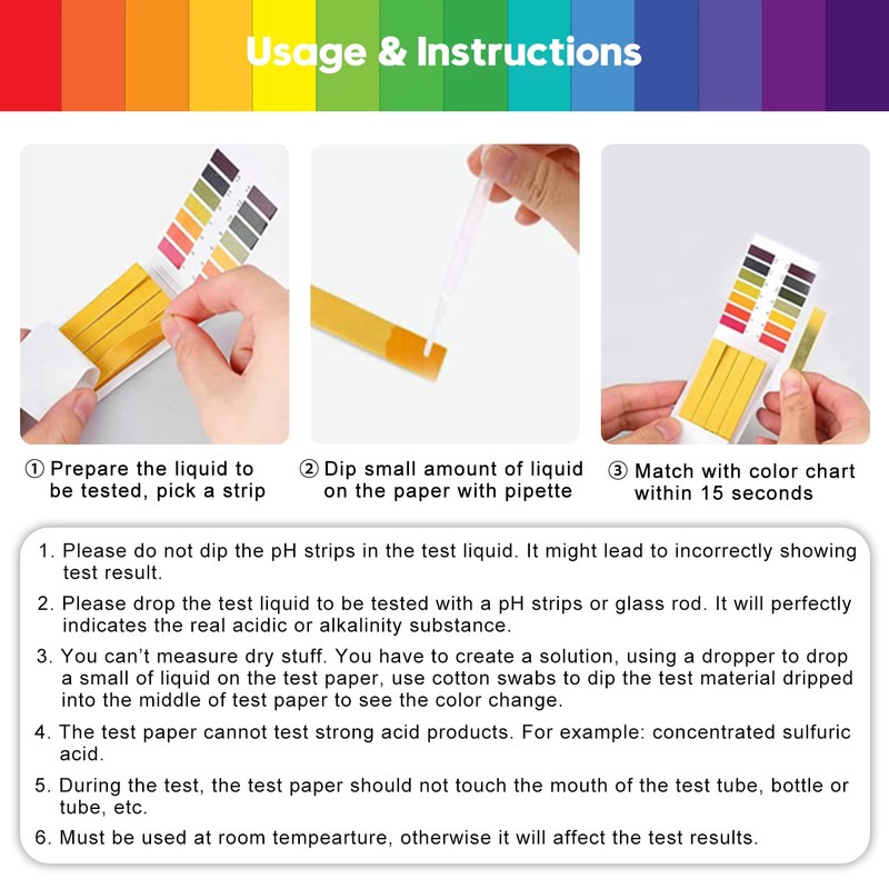 4 Pack pH Test Strips, 320 Strips pH 1-14 Universal