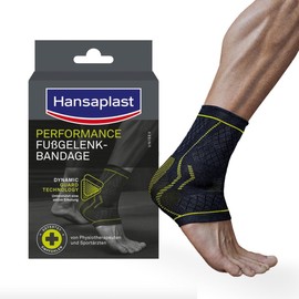 Hansaplast Performance Fußgelenk-Bandage, Sprunggelenkbandage stabilisiert & entlastet das Gelenk, Knöchelbandage für rechtes & linkes Fußgelenk unterstützt die aktive Erholung, Größe S/M