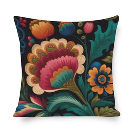 MaSiledy Decor Pillows Mexican Flowers Pillowcase 18"x18" Modern Floral Blossom Decorative Throw Pillow Covers for Couch, Sofa, Bed, Outdoor Patio, Garden, Farmhouse Decor