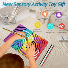 TLHWIN Sensorisches Aktivitätsboard,Silikon Fidget Spielzeug zur Stresslinderung,Beruhigung,Fokussierung,für ADHS und Autismus,6 Farben Sensorisches Spielzeug Gamecontroller für Kinder (Regenbogen)