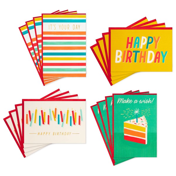 Hallmark Birthday Cards Assortment, 16 Cards with Envelopes (Make a Wish)