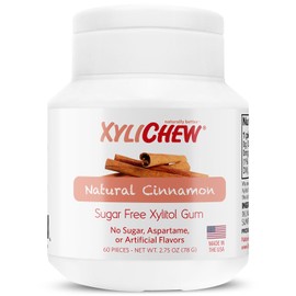 Xylichew Xylitol Gum - Chewing Gum Sugar Free, Aspartame Free, Gluten Free, Keto - Sugarless, Healthy, Natural Oral Care - Relieves Bad Breath and Dry Mouth - Cinnamon, 240 Count