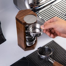 CAPFEI Espresso Filter Basket 54mm Stand Holder, Walnut Filter Basket Rack Storage Organizer for Breville 54mm Portafilter Basket